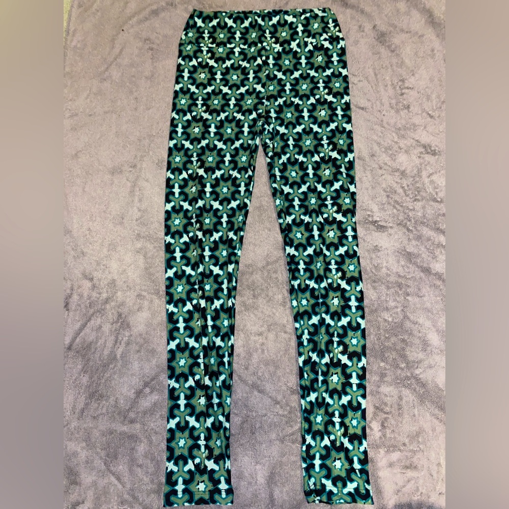 LuLaRoe (Onesize) Green Patterned Leggings